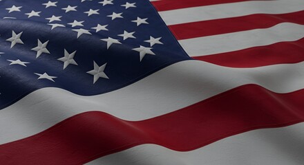 Obraz premium Close-Up of Waving American Flag: Detailed Texture and Vibrant Colors