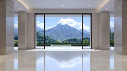 Fototapeta premium Modern interior design luxurious room mountain view elegant home decor