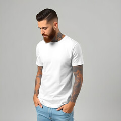 Fototapeta premium Transparent Shirt Mockup PNG for Men’s Apparel 