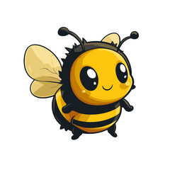 Buzzy bee cartoon icon featuring a cute flat design suitable for various creative projects