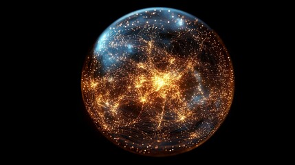 Obraz premium Abstract sphere, glowing with intricate network patterns.