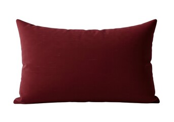 Decorative lumbar pillow in deep red for home decor ideas isolated on white background