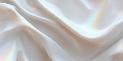Obraz premium Abstract texture natural pastel color shimmering pearlescent texture. Folds of shiny fabric and waves