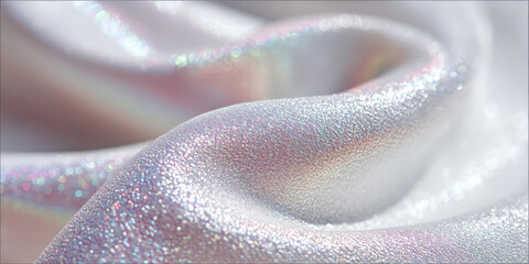 Abstract texture natural pastel color shimmering pearlescent texture. Folds of shiny fabric and waves