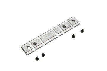 Aluminum scope rail mount with screws for rifle, isolated on white back