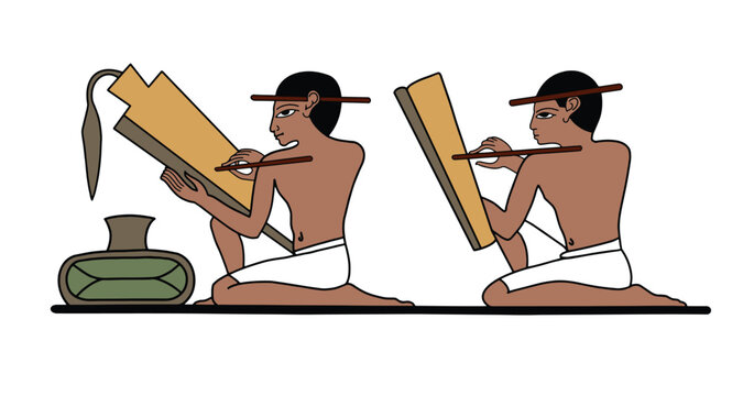 Ancient Scribes Engaged in Ritual: A glimpse into antiquity with detailed depiction of ancient scribes in a cultural, ceremonial and artful execution.