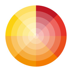 Obraz premium Yellow red palette. Gradient circular spectrum. Warm tone ring. Vector color wheel.