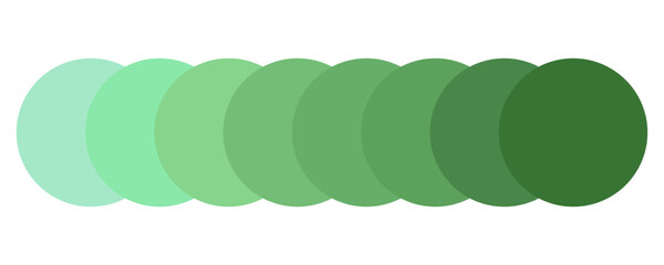 Fototapeta premium Green color palette. Overlapping green circles. Gradient vector illustration. Light to dark transition.