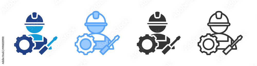 Poster skilled labor icon set multiple style collection