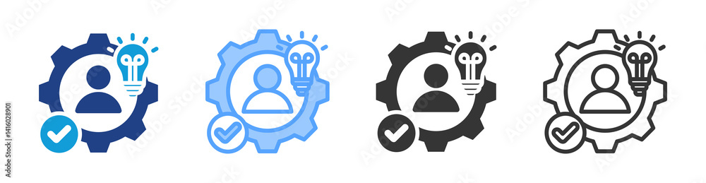 Poster competence icon set multiple style collection