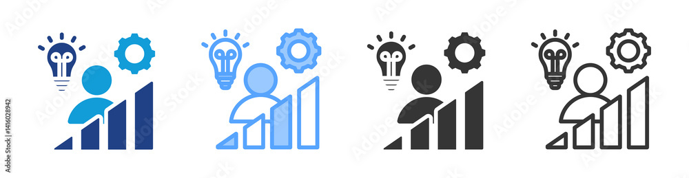Poster Level Competence icon set multiple style collection