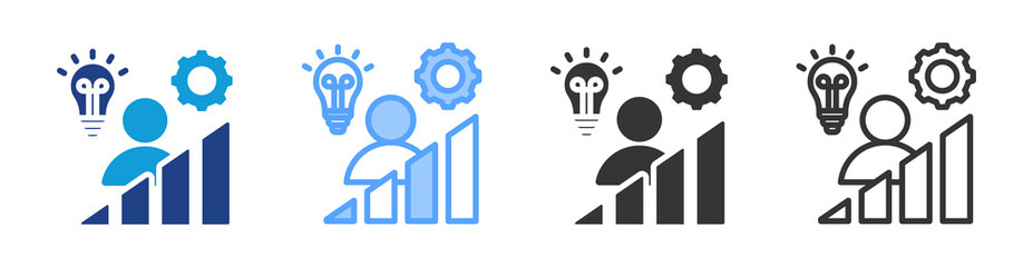 Level Competence icon set multiple style collection