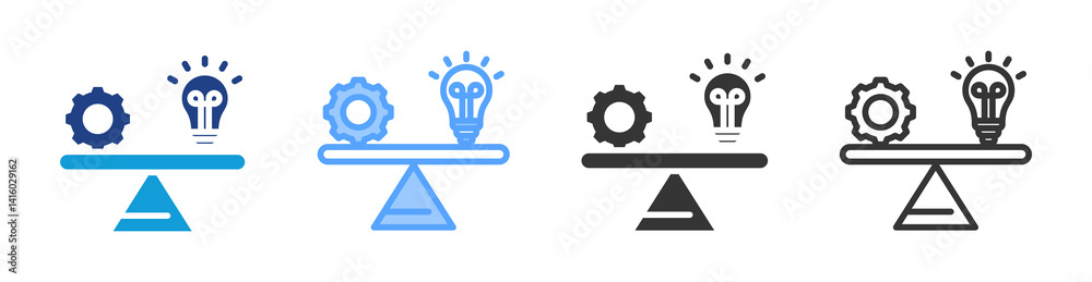 Fototapete Practice Theory icon set multiple style collection
