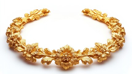 Obraz premium Golden floral crown, studio shot, white background, jewelry design