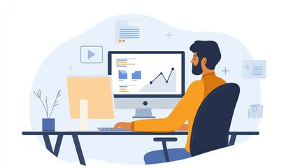 Analytical dashboard review by a professional freelancer utilizing digital interfaces
