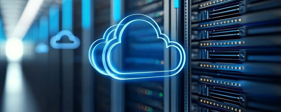 Cloud technology in modern data centers with secure online storage digital transformation and future business solutions