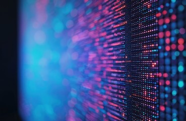 Close-up LED panel light background texture. Digital display with primary RGB colors. Dots grid pattern for background design. Abstract modern technology background with pixelated dots. Use for data