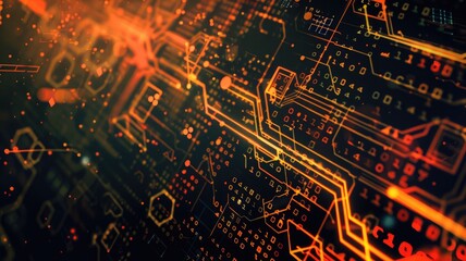 Obraz premium Abstract digital shape or line of technological cyber style particle design connect in surreal electric style shape designing. High tech scene express mysterious pattern perfect for wallpaper. AIG53.