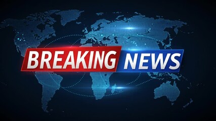 Breaking News Graphic with World Map Background  