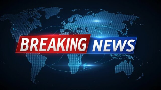 Breaking News Graphic with World Map Background  