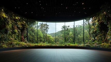 Lush forest panoramic view immersive nature scene