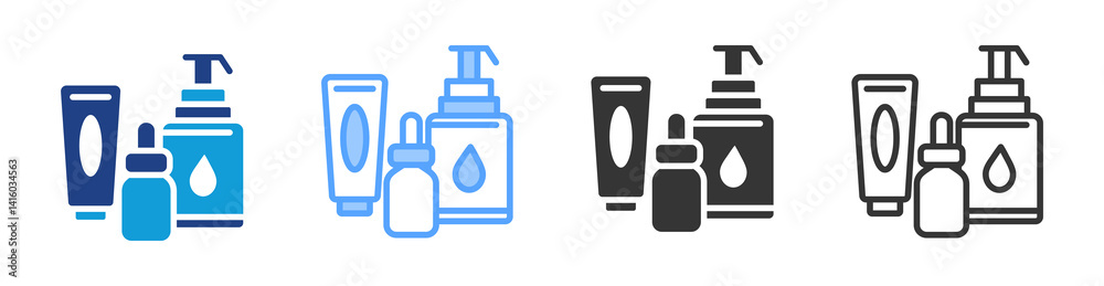 Poster cosmetic product icon set multiple style collection