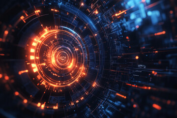 Abstract technology background. Technology concept. Gear wheel. Big Data concept. 3d illustration. 3d rendering. Hi-tech digital technology and engineering. 