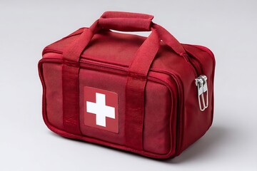 Red medical kit symbolizes swift response to emergencies  
