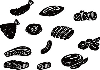 おかずのシルエットイラストセット