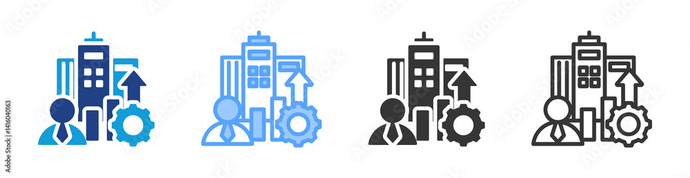 Aufkleber corporate development icon set multiple style collection