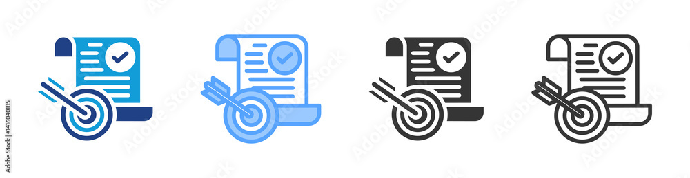 Poster Objectives icon set multiple style collection