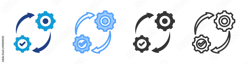 Poster Integration icon set multiple style collection