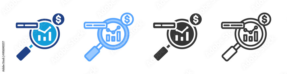 Poster Market Analysis icon set multiple style collection