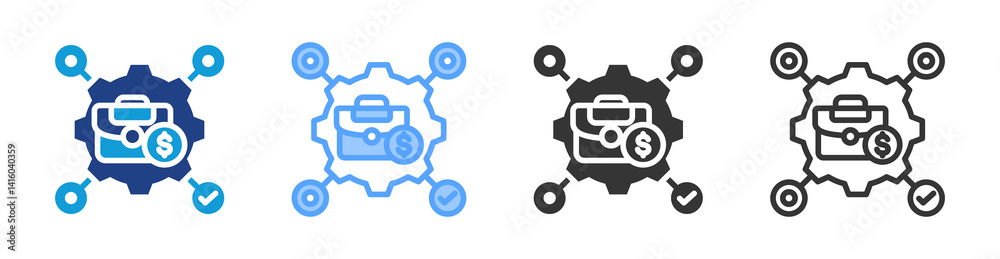 Aufkleber business model icon set multiple style collection