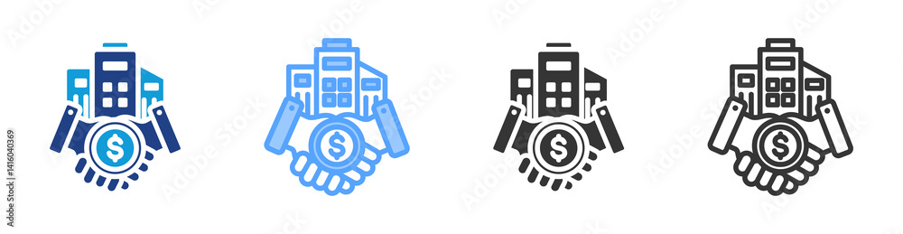 Poster join venture icon set multiple style collection