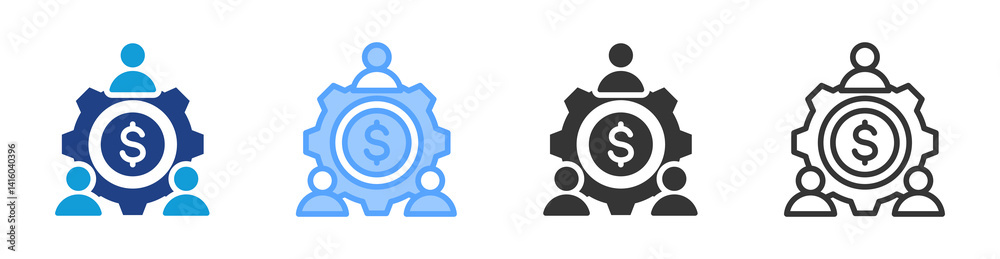 Poster teamwork icon set multiple style collection