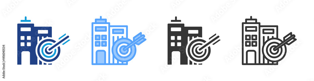 Poster organization goal icon set multiple style collection