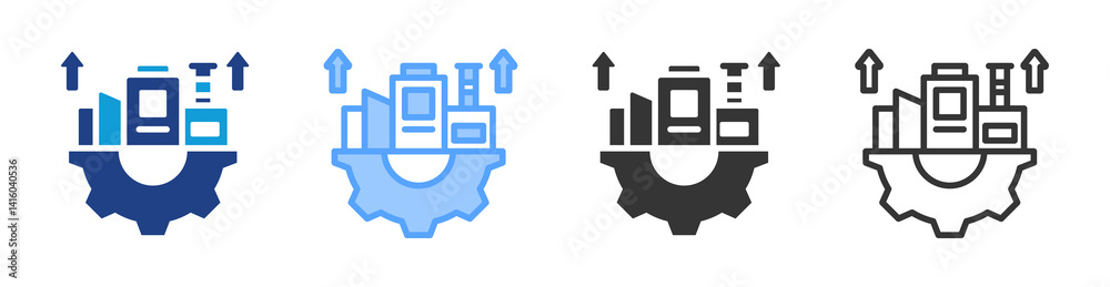 Poster Infrastructure Development icon set multiple style collection