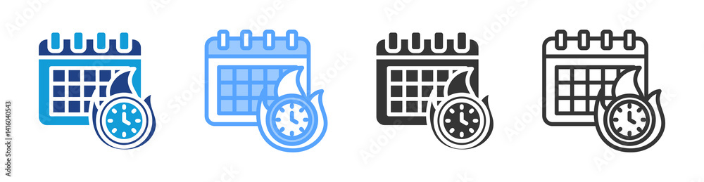 Poster deadline icon set multiple style collection