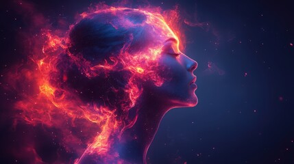 Fototapeta premium Celestial radiance: a woman bathed in the ethereal glow of cosmic energy