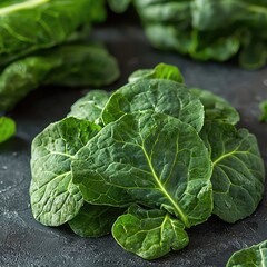 Obraz premium Fresh Green Leafy Vegetables Kale, Spinach, or Collard Greens