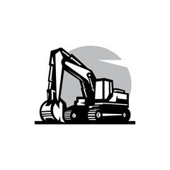 excavator logo in black and white version