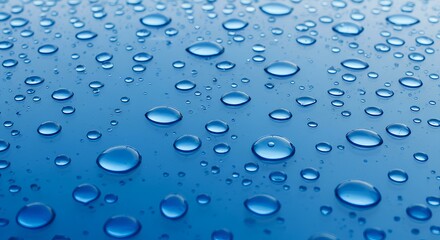 Hydro Harmony: Water Droplets on Azure