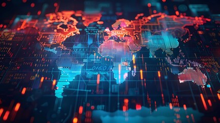 A world economic growth, Forex financial graph chart,market report on cash currency and finance Digital economy on dark background, Generative AI illustrations.