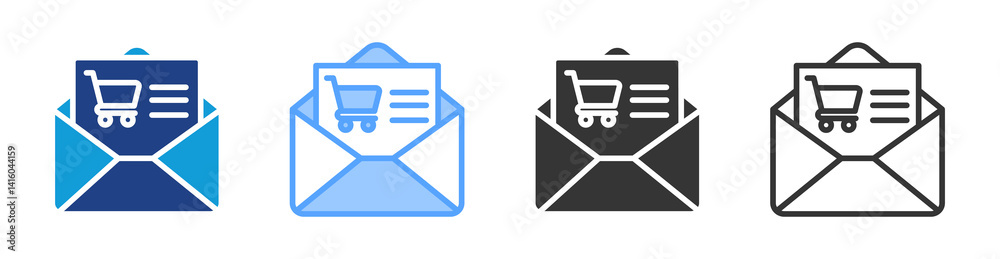 Poster Mail Order icon set multiple style collection