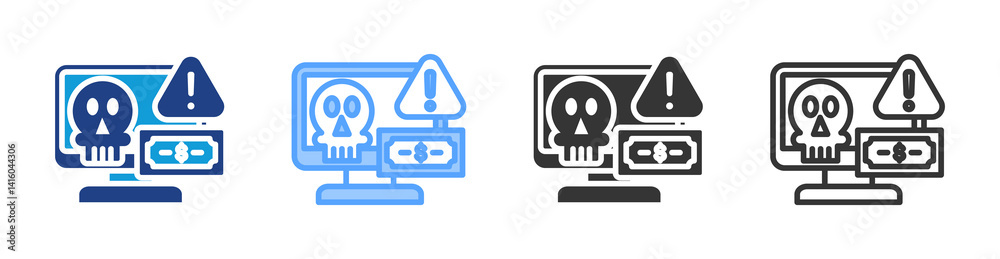 Poster Scams icon set multiple style collection