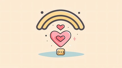 A cute illustration featuring a WiFi signal with a heart, Generative AI illustrations.