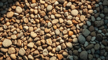 Sunlit earthy pebbles in warm hues.
