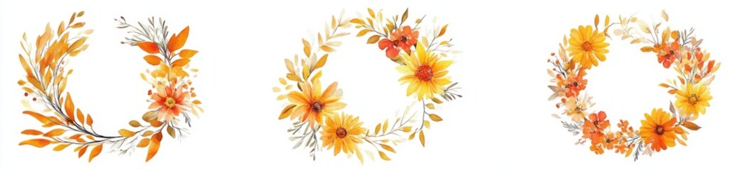 Obraz premium Watercolor floral wreaths