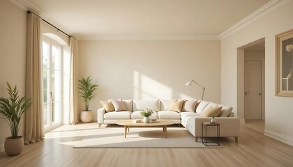 Sun-Drenched Sanctuary: A Minimalist Living Room with Neutral Palette